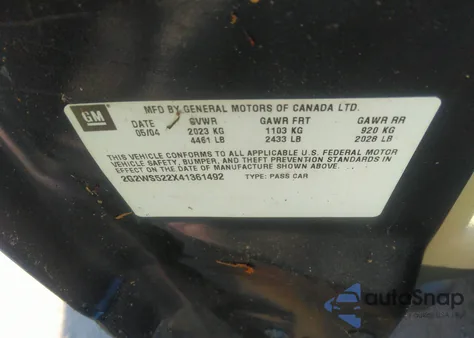 2004 Pontiac Grand Prix Gt2 z USA, uszkodzony, nr VIN 2G2WS522X41361492